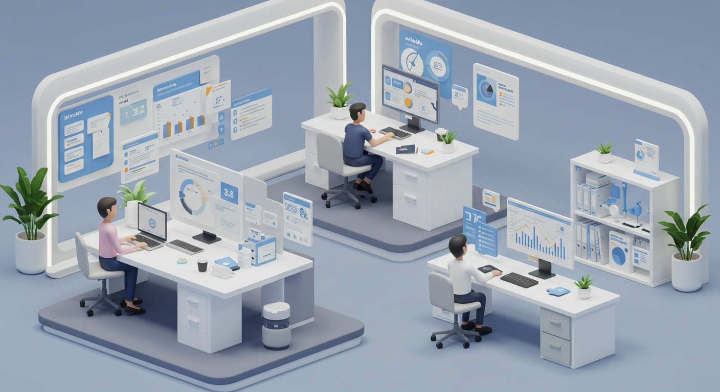 Illustration depicting AI-powered business automation process